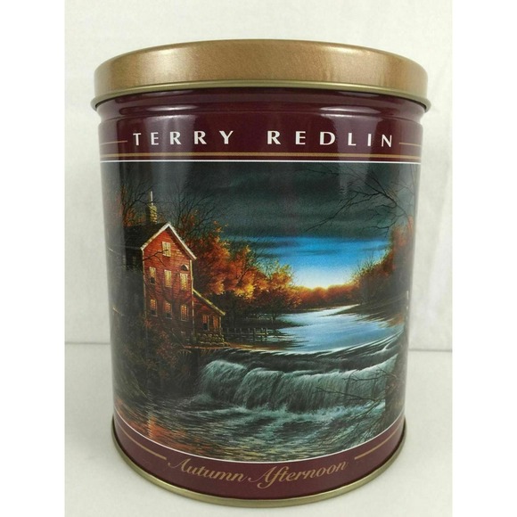 Terry Redlin Autumn Afternoon Hadley Tin Box Container Olive Can Company 2000 - Picture 6 of 7